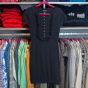 Shani charcoal 100% wool cap sleeve button front sweater dress size S